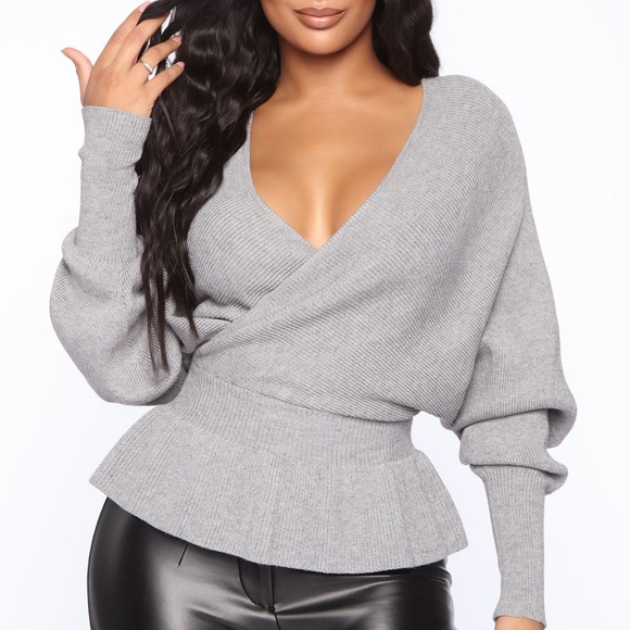 🦭 Fashion Nova V Neck Surplice Sweater - Picture 2 of 16